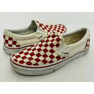 VANS Off the Wall Red Checkerboard Women's Size 7.5 Skateboard Slip-On Shoes